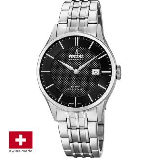 FESTINA SWISS F20005/4 férfi óra fekete számlappal acél csattal