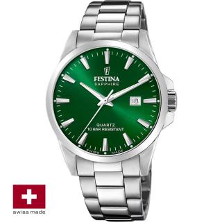 FESTINA SWISS F20024/6 férfi óra zöld számlappal acél csattal