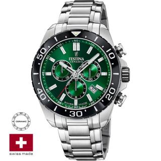 FESTINA SWISS F20042/3 férfi óra zöld számlappal acél csattal
