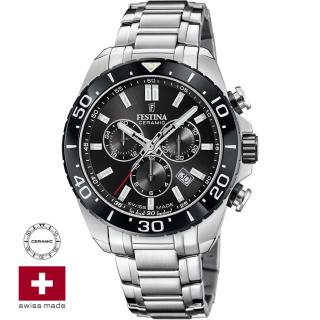FESTINA SWISS F20042/4 férfi óra fekete számlappal acél csattal