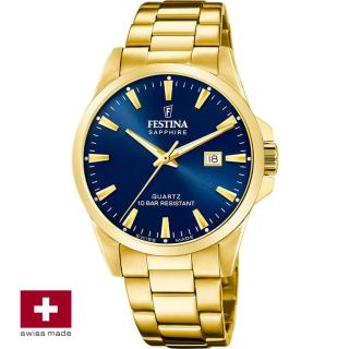 FESTINA SWISS F20044/3 férfi óra kék számlappal acél csattal (PVD)