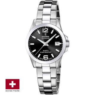 FESTINA SWISS F20049/6 női óra fekete számlappal acél csattal