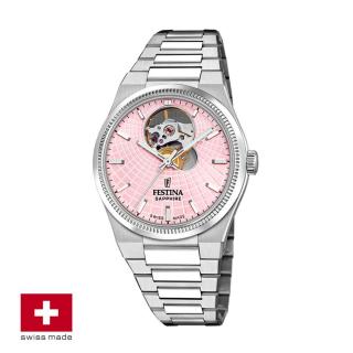 FESTINA SWISS F20054/2 női óra rózsaszín számlappal acél csattal (open heart)