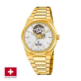 FESTINA SWISS F20064/1 női óra ezüst számlappal acél csattal (open heart) PVD