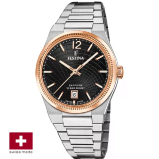 FESTINA SWISS F20066/4 női óra fekete számlappal acél csattal (PVD)