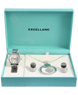 Excellanc Exclusive ezüst színű ajándékszett órával, nyaklánccal és fülbevalóval EX189110EL