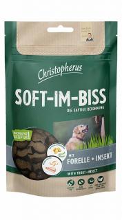 Christopherus Dog Jutalomfalat Grain Free Soft-Im-Biss Pisztráng és Rovar 125g