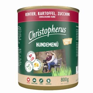 Christopherus Dog konzerv menü rénszarvas, burgonya, cukkini 800g