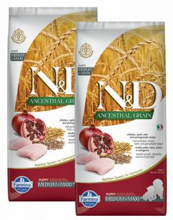 ND Dog Ancestral Grain Csirke és Gránátalma Puppy Medium/Maxi 2x12kg