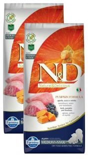 ND Dog Grain Free Pumpkin Bárány és Áfonya Puppy Medium/Maxi 2x12kg