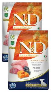 ND Dog Grain Free Pumpkin Bárány és Áfonya Puppy Mini 2x7kg