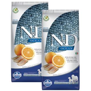 ND Dog Ocean Hering és Narancs Adult Medium/Maxi 2x12kg