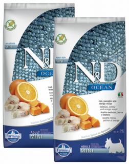 ND Dog Ocean Sütőtök Tőkehal és Narancs Adult Mini 2x7kg