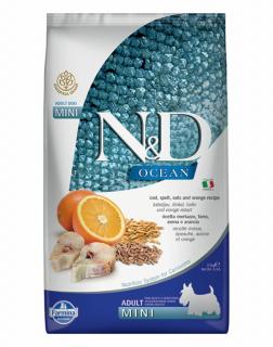 ND Dog Ocean Tőkehal és Narancs Adult Mini, tönköly, zab 2,5kg