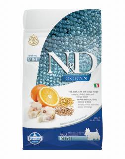 ND Dog Ocean Tőkehal Tönköly, Zab és Narancs Adult Mini 800g