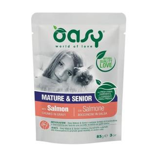 Oasy Cat Alutasak Chunks in Gravy Senior Lazac 12x85g