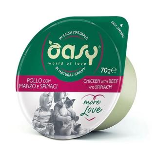 Oasy Cat Tálka More Love Csirke Marhával és Spenóttal 12x70g