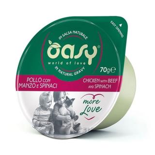 Oasy Cat Tálka More Love Csirke Marhával és Spenóttal 6x70g