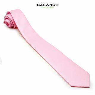 Balance anyagában szövött apró mintás keskeny világos rózsaszín selyem nyakkendő - Blnc250-112