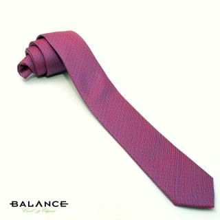 Balance anyagában szövött kék-pink színű mintás színjátszó keskeny selyem nyakkendő - Blns250-103