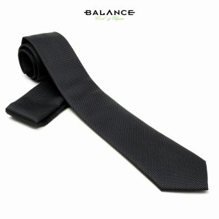 Balance apró fehér pöttyös fekete keskeny selyem nyakkendő díszzsebkendővel - Blnc250-108