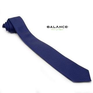 Balance apró világoskék pöttyös, anyagában szövött sötétkék mintás, enyhén színjátszó keskeny selyem nyakkendő - Blnc2401tie-4