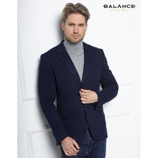 Balance extra rugalmas, szövött pamut anyagú, strukturált felületű sötétkék színű karcsúsított Woller zakó - Blnc2458bl-1