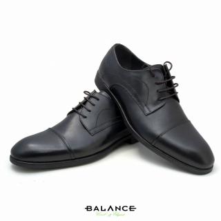 Balance fűzős fekete bőr alkalmi férfi cipő, díszítő tűzésekkel - Blnc2253cp