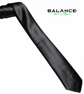Balance keskeny selyem szatén nyakkendő, fekete - Blnc6-250-15