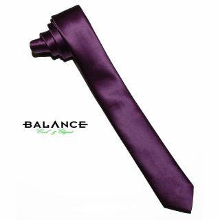 Balance keskeny selyem szatén nyakkendő, sötétlila - Blnc250-21