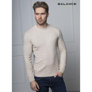 Balance környakas, 3D mintás kötéssel készült drapp Orlen kötött pulóver - Blnc2457kn-1