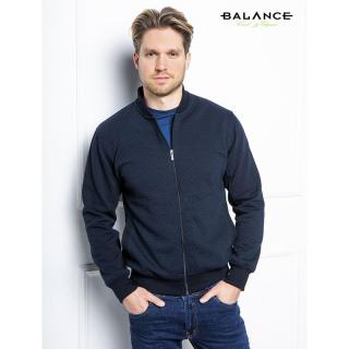 Balance vastagabb, elején steppelt pamut anyagú sötétkék cipzáras, zsebes ST-Bomber kardigán - Blnc2458sw-1