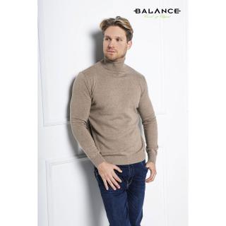 Balance vékony kötött garbós nyakú drapp melange színű pulóver - Blnc2455kn-3