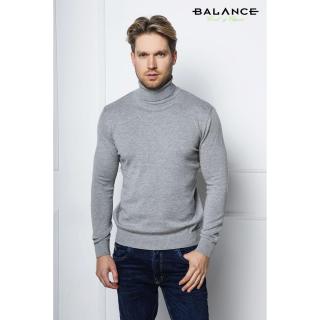 Balance vékony kötött garbós nyakú világosszürke melange színű pulóver - Blnc2455kn-4