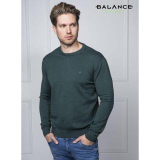 Balance vékony kötött környakas olajzöld melange Melar pulóver - Blnc2451kn-4