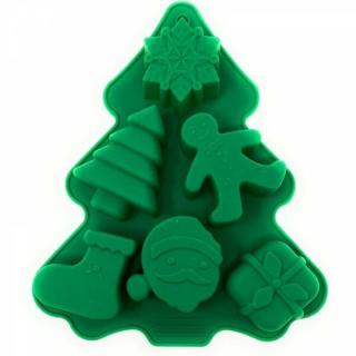 Fenyőfa alakú karácsonyi szilikon sütőforma 6 részes