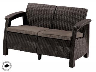 ALLIBERT CORFU LOVE SEAT kétszemélyes polyrattan kerti kanapé - barna ()