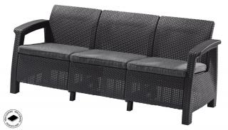 ALLIBERT CORFU LOVE SEAT MAX háromszemélyes polyrattan kerti kanapé - grafit ()