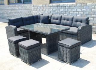 ROJAPLAST MONTREAL exkluzív polyrattan bútor garnitúra - antracit/szürke ()