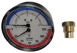 Cewal Hõmérõ 0-4bar, 1/2"KM, 120C, hátsó csatlakozás
