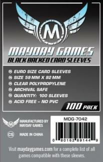 Mayday Games Euro méretű kártyavédő (100 db-os csomag) 59 mm x 92 mm, fekete hátlap