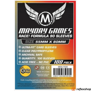 Mayday Games kártyavédő Race! Formula 90 játékhoz, 55 x 80 mm (100 db-os csomag)
