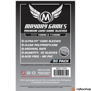 Mayday Games Prémium Magnum Silver kártyavédő: 70 x 110 mm "Elveszett városok" társasjátékhoz (50 db-os csomag)