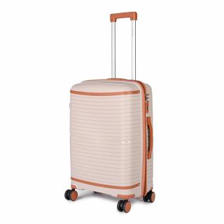 Pierre Cardin Bézs-Barna Közepes Méretű Csendes Bőrönd