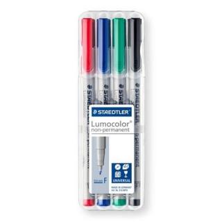 Alkoholmentes marker készlet, OHP, 0,6 mm, STAEDTLER "Lumocolor® 316 F", 4 különbözõ szín (4 db)