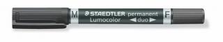 Alkoholos marker, 0,6/1,5 mm, kúpos, kétvégû, STAEDTLER "Lumocolor® duo 348", fekete