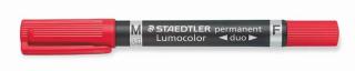 Alkoholos marker, 0,6/1,5 mm, kúpos, kétvégû, STAEDTLER "Lumocolor® duo 348", piros