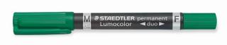 Alkoholos marker, 0,6/1,5 mm, kúpos, kétvégû, STAEDTLER "Lumocolor® duo 348", zöld