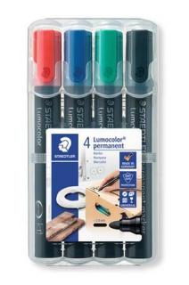 Alkoholos marker készlet, 2 mm, kúpos, STAEDTLER "Lumocolor® 352", 4 különbözõ szín (4 db)