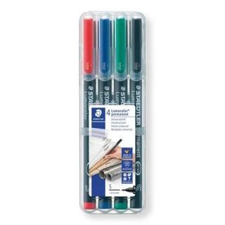 Alkoholos marker készlet, OHP, 0,4 mm, STAEDTLER "Lumocolor® 313 S", 4 különbözõ szín (4 db)